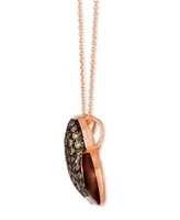 Le Vian Godiva x Le Vian Chocolate Enamel Ganache Heart Pendant Necklace Featuring Chocolate Diamond (1-3/8 ct. t.w.) & Enamel Pave in 14k Rose Gold