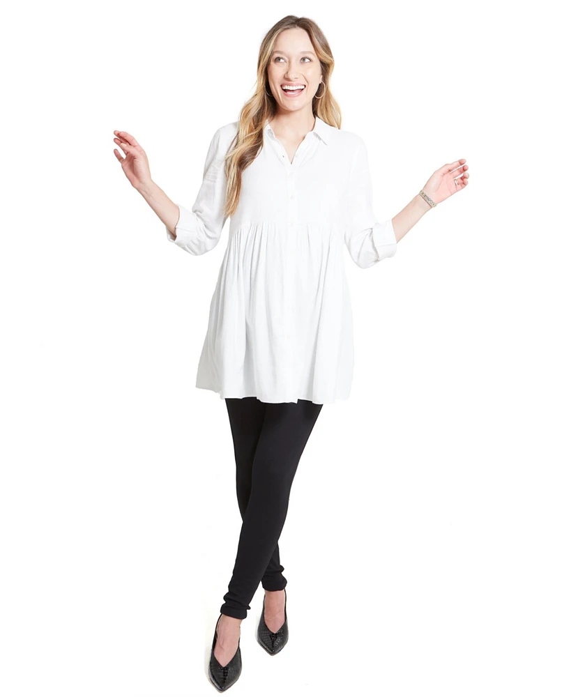 Women's Maternity Peplum Button Down Shirt