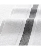 Aston and Arden Aegean Eco-Friendly Recycled Turkish Hand Towels (4 Pack), 18x30, 600 Gsm, White with Weft Woven Stripe Dobby, 50% Recycled, Long