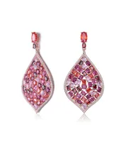 Genevive Sterling Silver with Rose Gold Plated and Cubic Zirconia Drop Earrings