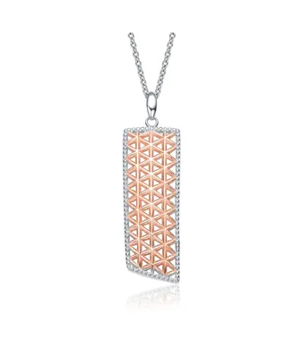 Genevive Stylish Sterling Silver Two-Tone Pendant Necklace