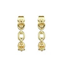 Rachel Glauber 14k Gold Plated Sterling Silver Modern Chain Link C-Hoop Earrings