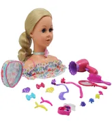 Dream Collection Doll Head Hair and Makeup Styling Playset Gi-Go Dolls Kids 18 Piece Playset