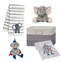 Lambs & Ivy Gray 5-Piece Baby Gift Basket for Baby Shower/Newborn Welcome Home