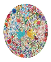 Eeboo Piece and Love Blue Bird Yellow Bird Adult Round Jigsaw Puzzle