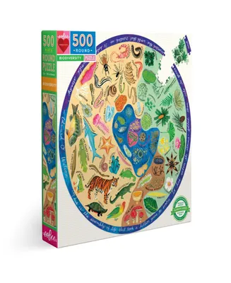 Eeboo Piece and Love Biodiversity 500 Piece Adult Round Jigsaw Puzzle Set