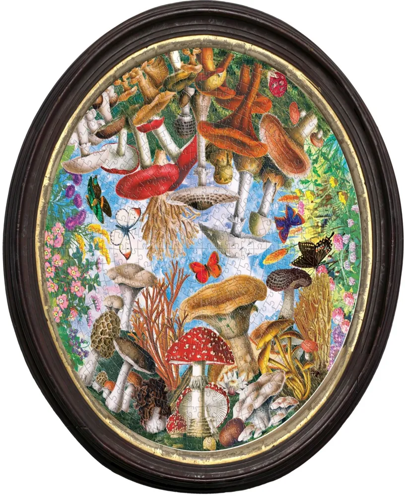 Eeboo Piece and Love Mushrooms and Butterflies Round Circle Jigsaw Puzzle Set, 500 Pieces
