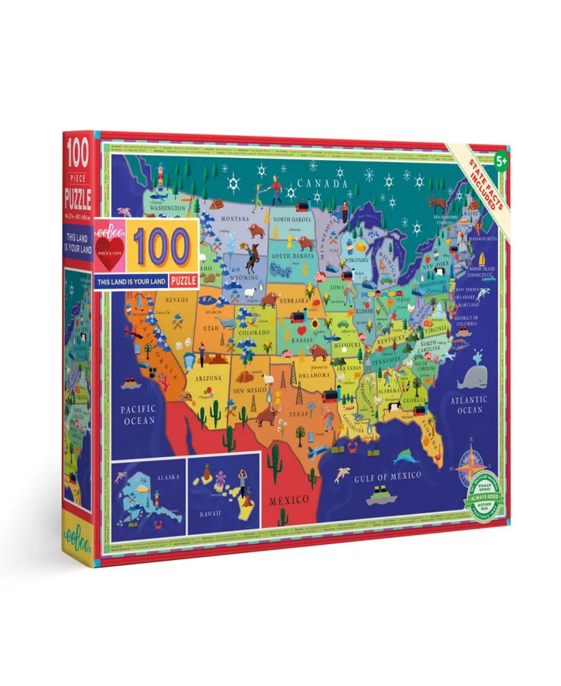 Eeboo this Land is Your Land 100 Piece Puzzle Set