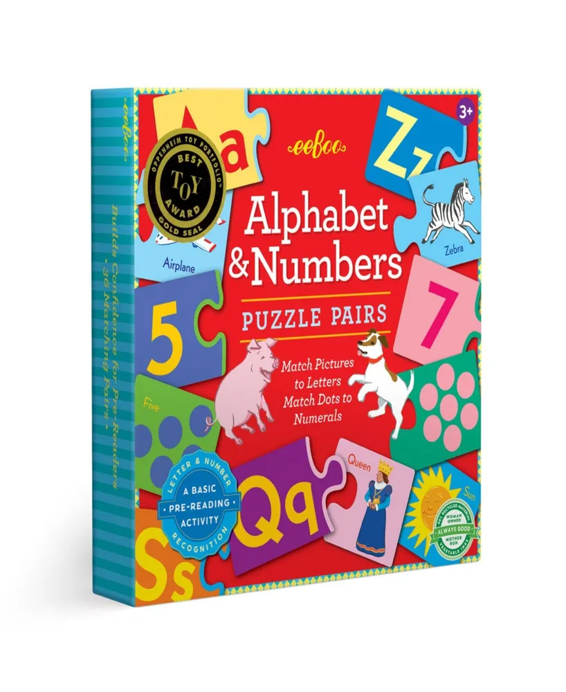 Eeboo Alphabet Numbers 72-Piece Puzzle Pairs Set