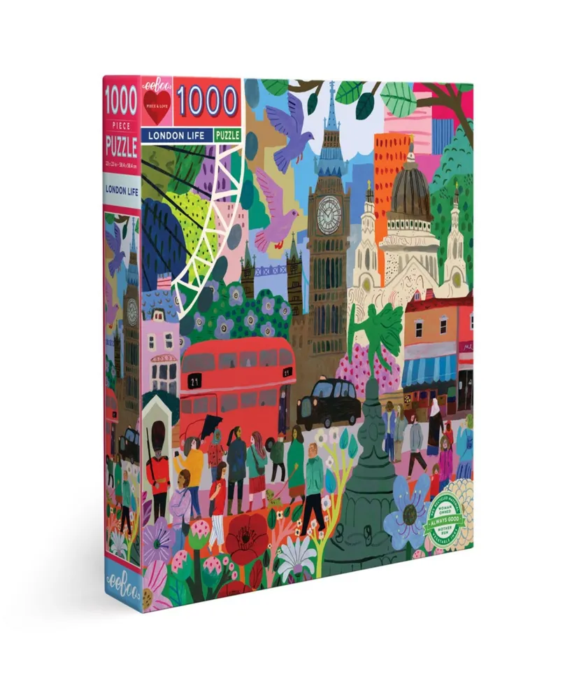 Eeboo Piece Love London Life Square Adult Jigsaw Puzzle, 1000 Piece