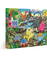 Eeboo Land of Dinosaurs 100 Piece Puzzle Set