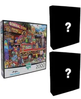 Buffalo Games Family Vacation 2000-Piece 3 Full Size Jigsaw Puzzle Mystery Bundle Set