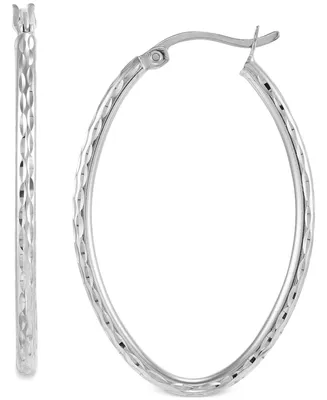 Giani Bernini Textured Oval Medium Hoop Earrings 35mm, Created for Macy's