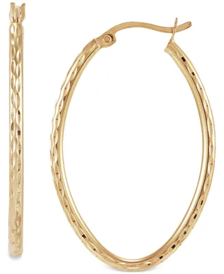 Giani Bernini Textured Oval Medium Hoop Earrings 35mm, Created for Macy's