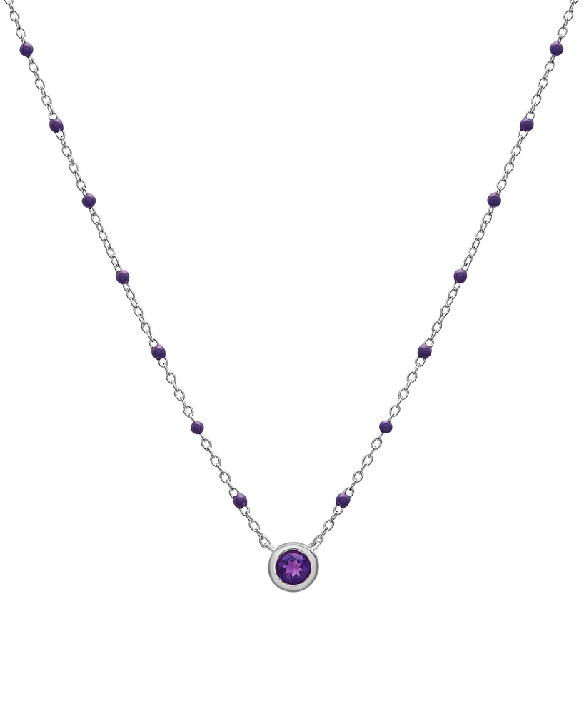 Birthstone Gemstone Necklace Sterling Silver, 16" + 2" extender