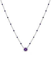 Birthstone Gemstone Necklace Sterling Silver, 16" + 2" extender