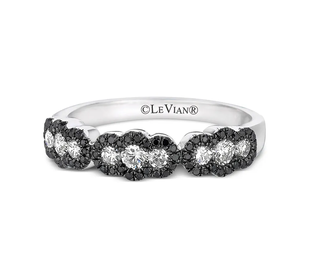 Le Vian Exotics Vanilla Diamond (3/8 ct. t.w.) & Blackberry Diamond (1/5 ct. t.w.) Halo Ring in 18k White Gold