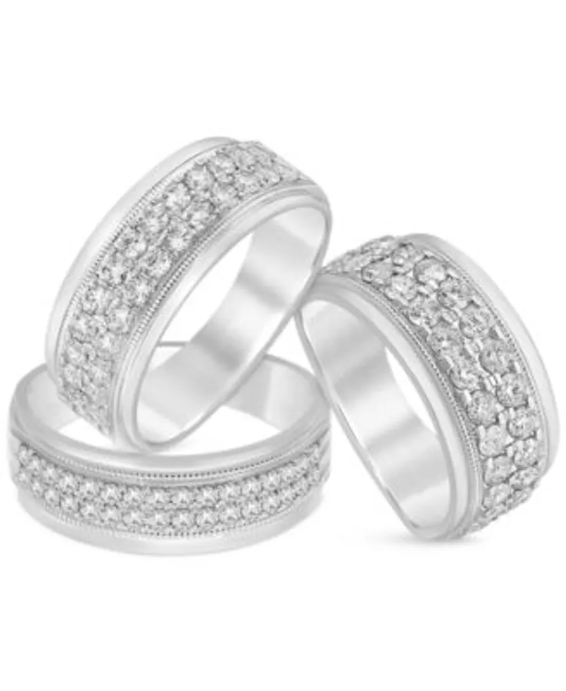 Mens Diamond Double Row Rings In 10k White Gold