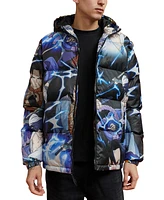 Reason Men's Naruto Sasuke All Over Print Puffer Jacket