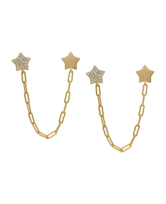 Macy's Cubic Zirconia Double Star Chain Dangling Earrings
