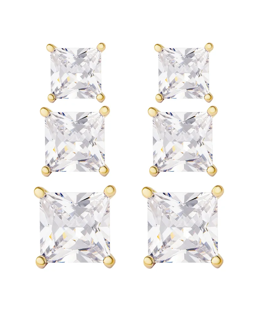 Macy's 3 Pairs Square Cubic Zirconia Stud Set