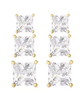 Macy's 3 Pairs Square Cubic Zirconia Stud Set