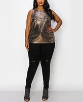 Coin 1804 Plus Sequin Side Ruched Tank Top