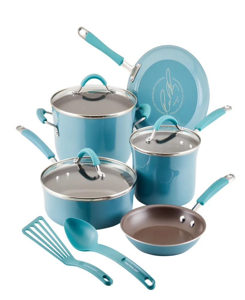 RACHAEL RAY-12 - Piece Cucina Hard Porcelain Enamel Nonstick Cookware Set -  (Sea Salt Gray)