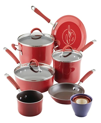 Rachael Ray Cucina Porcelain Enamel 14 Piece Nonstick Cookware and Measuring Cup Set