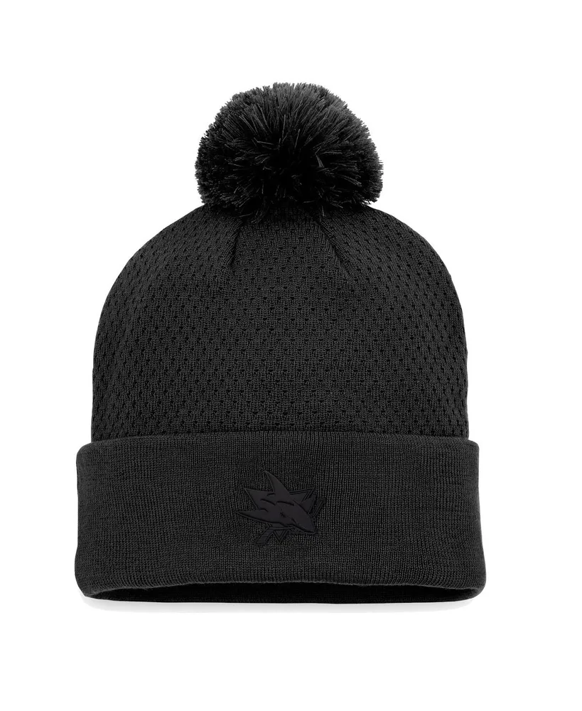 Women's Fanatics Black San Jose Sharks Authentic Pro Road Cuffed Knit Hat with Pom