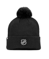 Women's Fanatics Black Pittsburgh Penguins Authentic Pro Road Cuffed Knit Hat with Pom