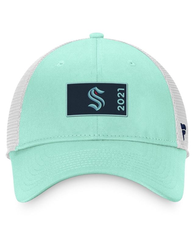 Men's Fanatics Light Blue, White Seattle Kraken Authentic Pro Rink Trucker Snapback Hat