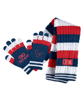 Women's Wear by Erin Andrews Houston Texans Striped Scarf and Gloves Set