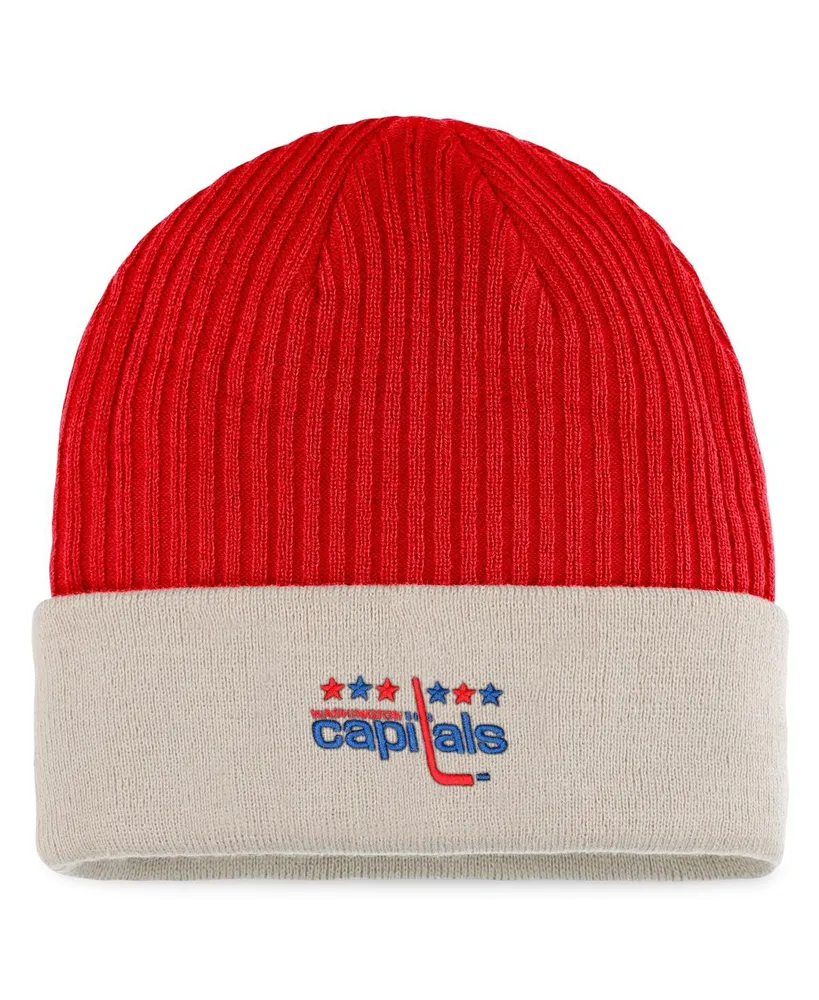 Men's Fanatics Red and Khaki Washington Capitals True Classic Outdoor Play Cuffed Knit Hat