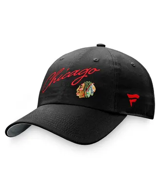 Women's Fanatics Black Chicago Blackhawks True Classic Retro Script Adjustable Hat