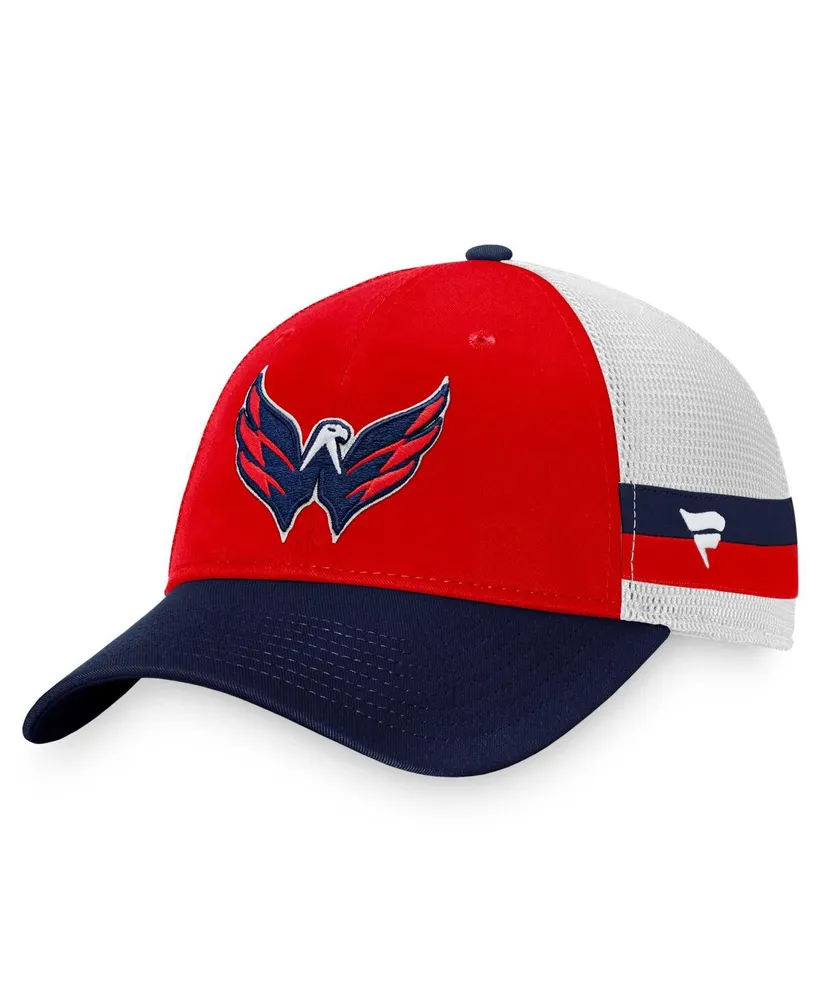 Men's Fanatics Red, Navy Washington Capitals Breakaway Striped Trucker Snapback Hat