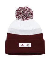 Men's adidas Maroon and White Texas A&M Aggies Colorblock Cuffed Knit Hat with Pom