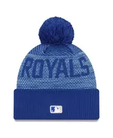 Men's New Era Royal Kansas City Royals Authentic Collection Sport Cuffed Knit Hat with Pom
