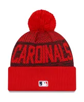 Men's New Era Red St. Louis Cardinals Authentic Collection Sport Cuffed Knit Hat with Pom