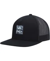 Men's Rvca Black Wordmark Va Atw Print Trucker Snapback Hat