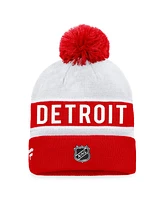 Men's Fanatics Red, White Detroit Red Wings Authentic Pro Rink Cuffed Knit Hat with Pom