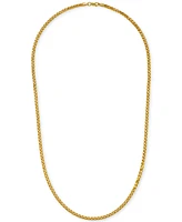 Polished Square Wheat 24" Chain Necklace (3mm) in 14k Gold