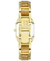 Anne Klein Women's Square Gold-Tone Alloy with Brown Plastic Bracelet Watch 38mm