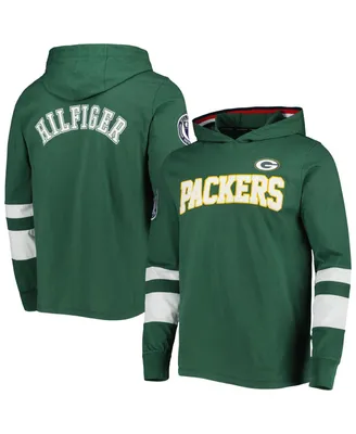 Men's Tommy Hilfiger Green, White Green Bay Packers Alex Long Sleeve Hoodie T-shirt