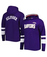 Men's Tommy Hilfiger Purple, White Baltimore Ravens Alex Long Sleeve Hoodie T-shirt