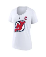 Women's Fanatics Nico Hischier White New Jersey Devils Special Edition 2.0 Name and Number V-Neck T-shirt