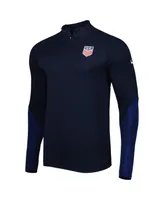 Men's Nike Navy Usmnt Strike Drill Performance Raglan Quarter-Zip Long Sleeve Top