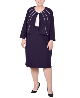 Ny Collection Plus Jacket and Dress, 2 Piece Set