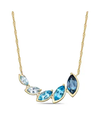 Elegant Ombre Blue Topaz Marquise Bezel Set East West Pendant in 14K Yellow Gold Plated Over Sterling Silver