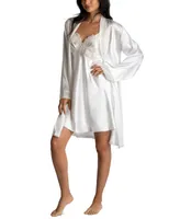 Linea Donatella Sonya Embellished Satin Bridal Wrap Robe